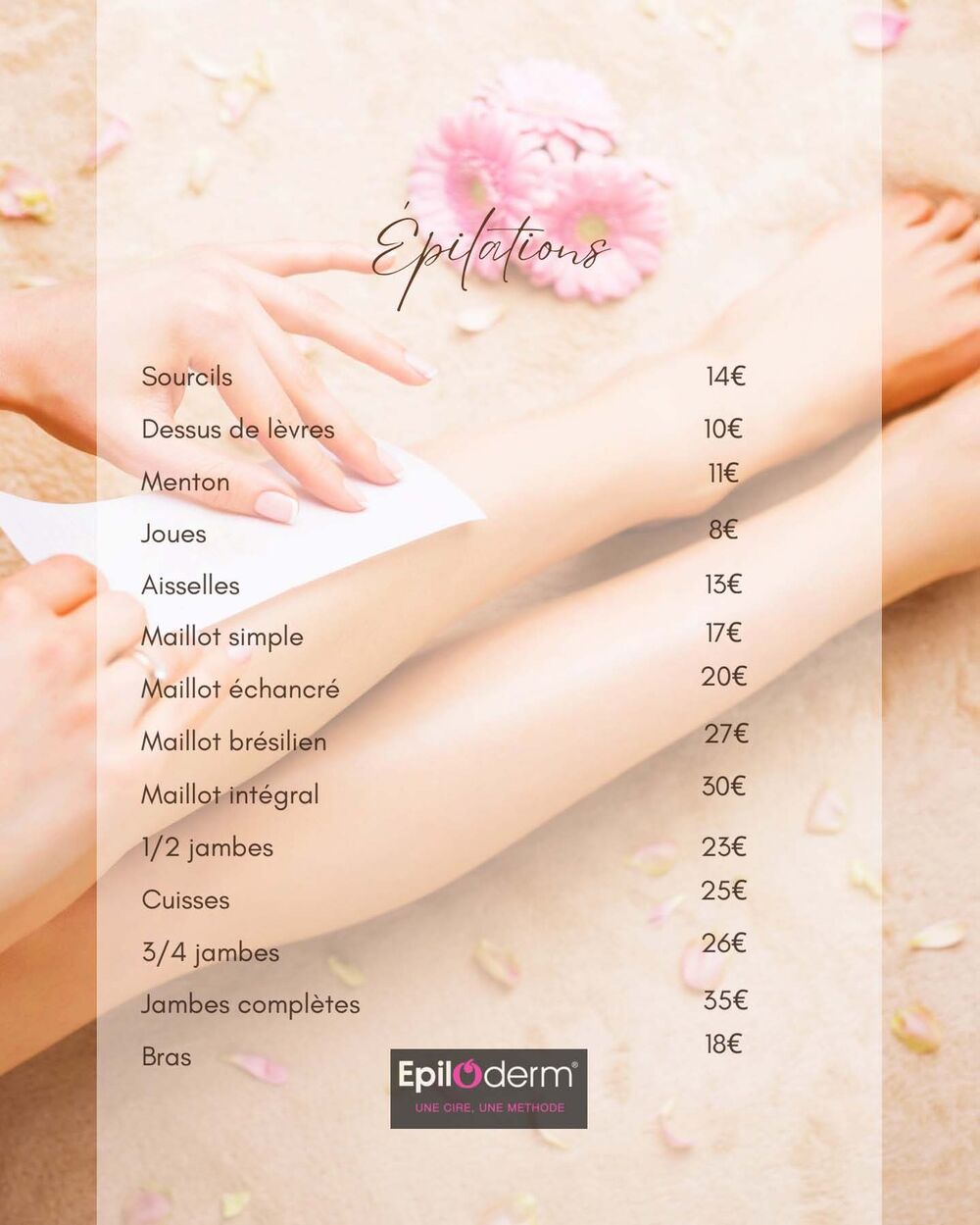 Tarifs épilation