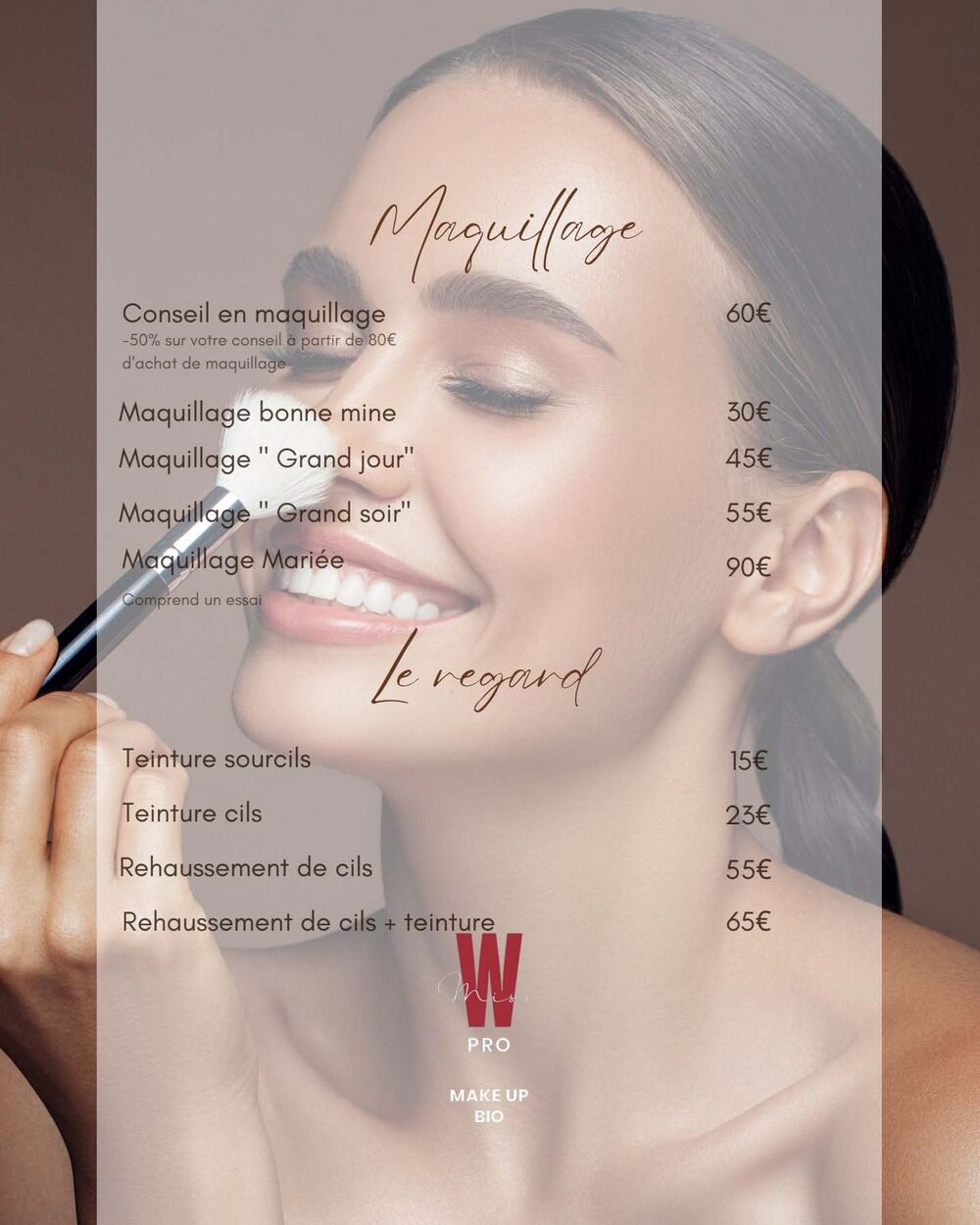 Tarifs - Maquillage et regard